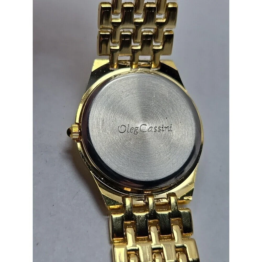 Oleg Cassini Womens Quartz Watch Gold Tone Mesh Bracelet Japan Movt New Battery